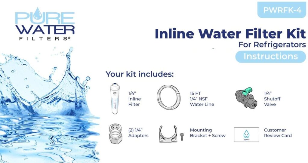 Inline Water Filter Kit for Refrigerators PureWater Filters