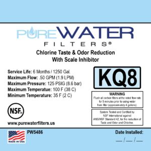 KQ8 PW5486 Specifications Label